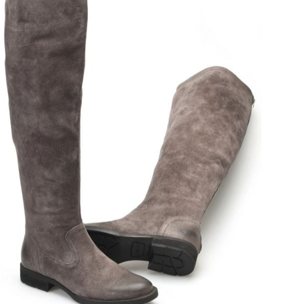 Born Women Basalto Distressed Tall Riding Boots Zip Back Leather shoes sz 9.5M